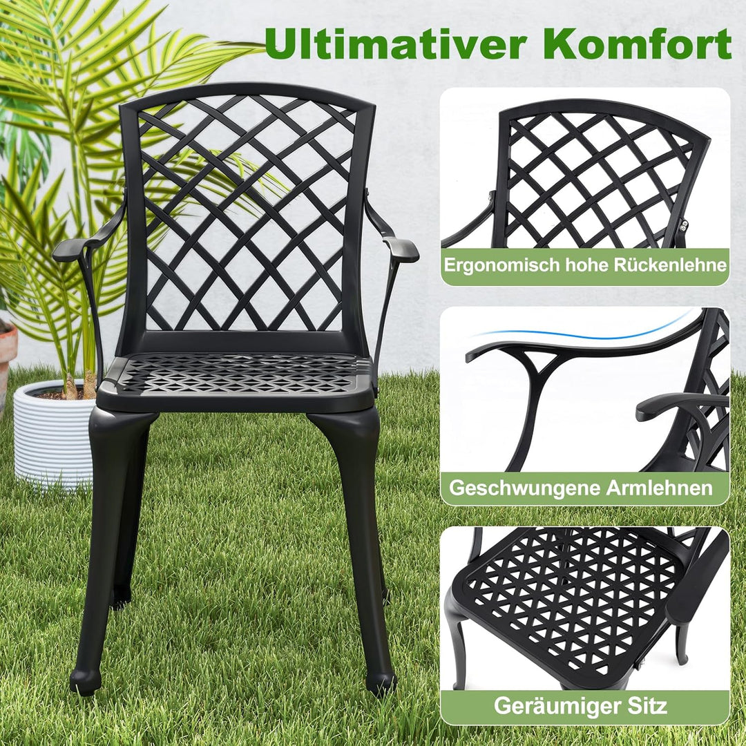 GOPLUS 2er Set Gartenstühle, Balkonstühle mit bequemen Armlehnen & gebogener Rückenlehne & breiter S