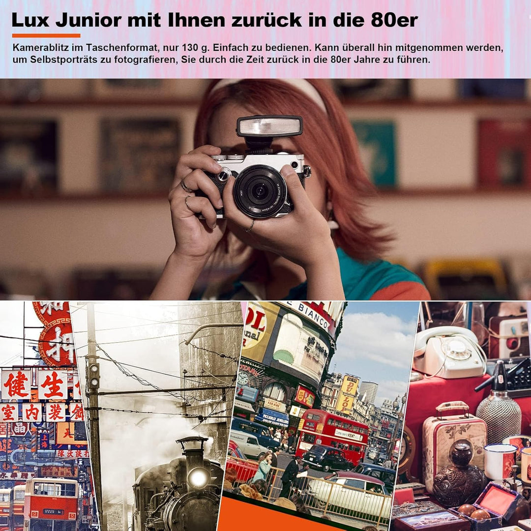 Godox Lux Junior Retro Kamerablitz,Speedlite GN12 6000 K ± 200 K CCT, automatische und manuelle Modi