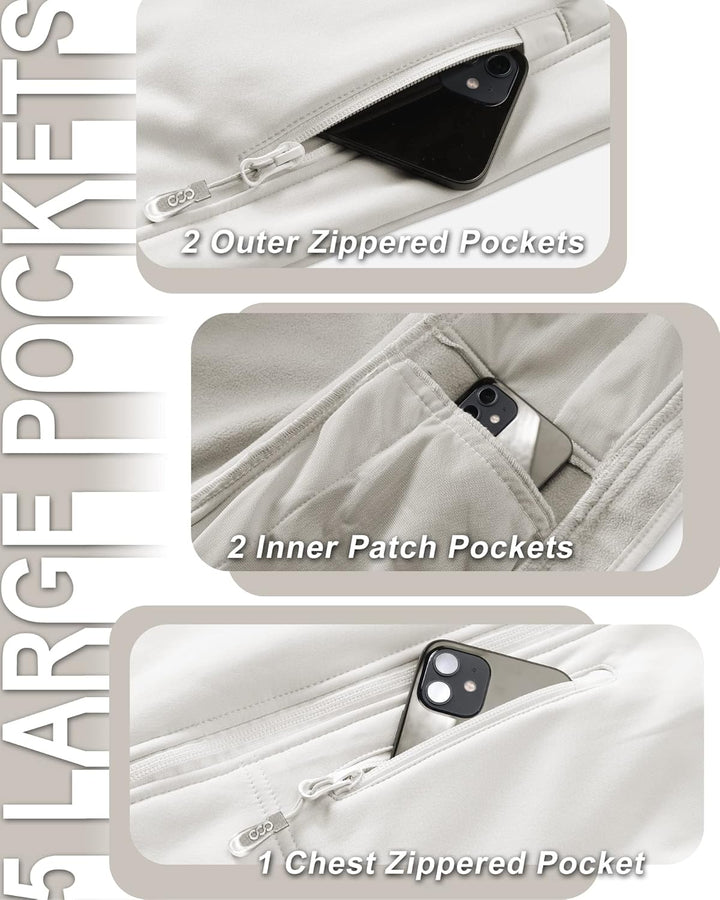 33,000ft Damen Softshell Westen mit Abnehmbare Kapuze Fleece Gefütterte Ärmellose Jacke Wasserdichte