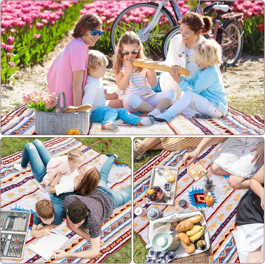 LARUTAN Extra grosse, wasserdichte Picknickdecke, 200 x 300 cm, faltbare Stranddecke mit Tragegriff,