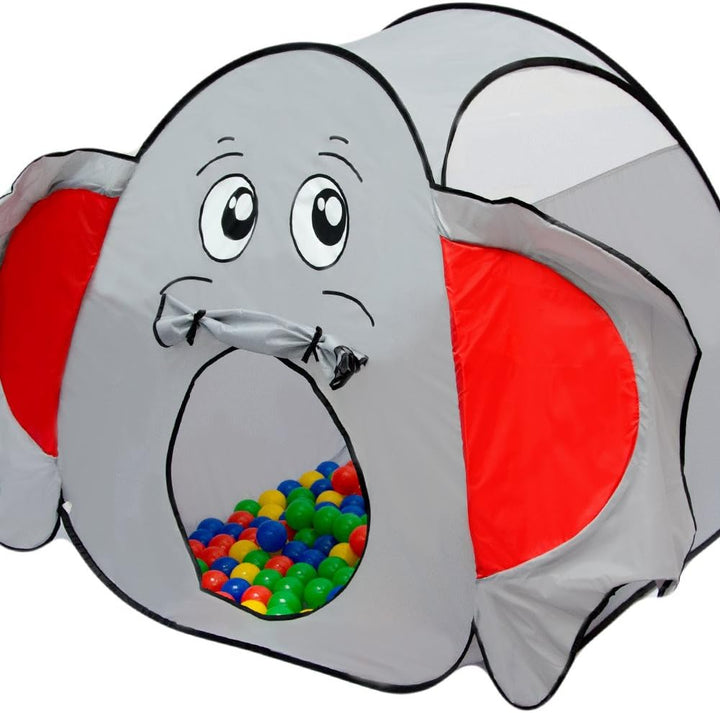 LittleTom Bällebad Elefant mit Tunnel - 200 Bälle - 100x100x102 Bällebad Kinder Spielzelt Tunnel - B