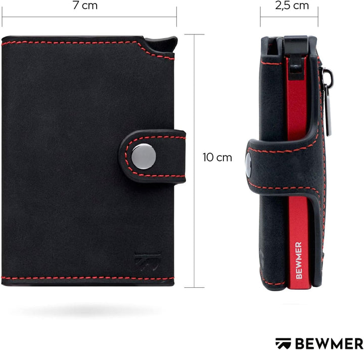 BEWMER 2 Shielded | Herren und Damen Slim Wallet mit RFID-Schutz Anti-Cloning | Kartenetui mit Münzf