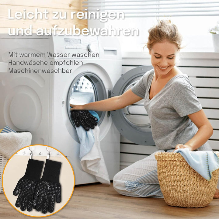 Reinalin Grillhandschuhe Hitzebeständig bis 800°C, Ofenhandschuhe Topfhandschuhe Feuerfeste Handschu