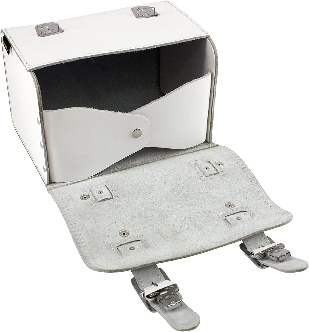 made4bikers Leder Hecktasche mit Schnellverschluss Gepäckträgertasche weiss passend für Simson S50 S