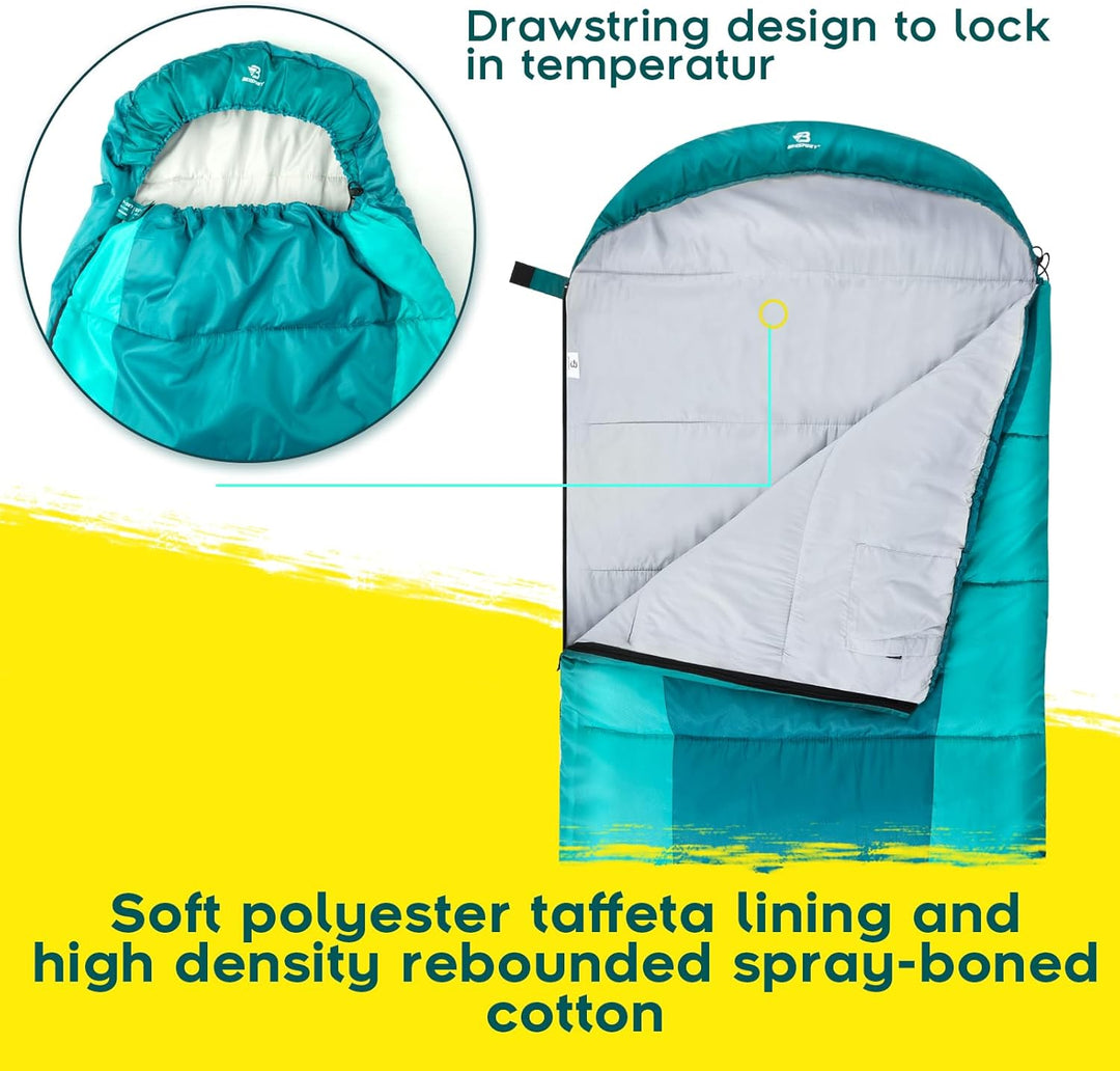 Bessport Schlafsack Flannel für Camping 3-4 Jahreszeiten - 10 °C-20°C | Winter Schlafsack Leichtgewi