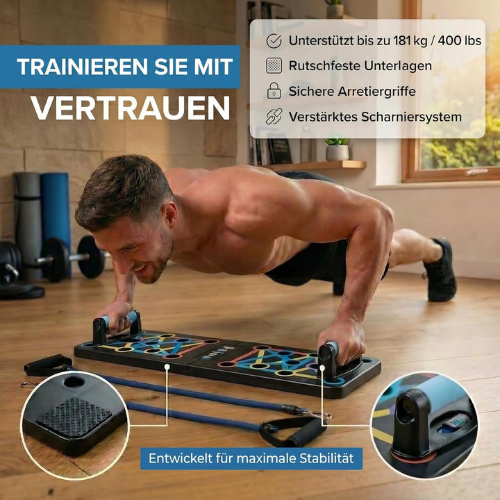 Body & Mind® Push-Up Liegestütz-Brett; Faltbares Multifunktions Elite Rack Fitness-Board für Ganzkör