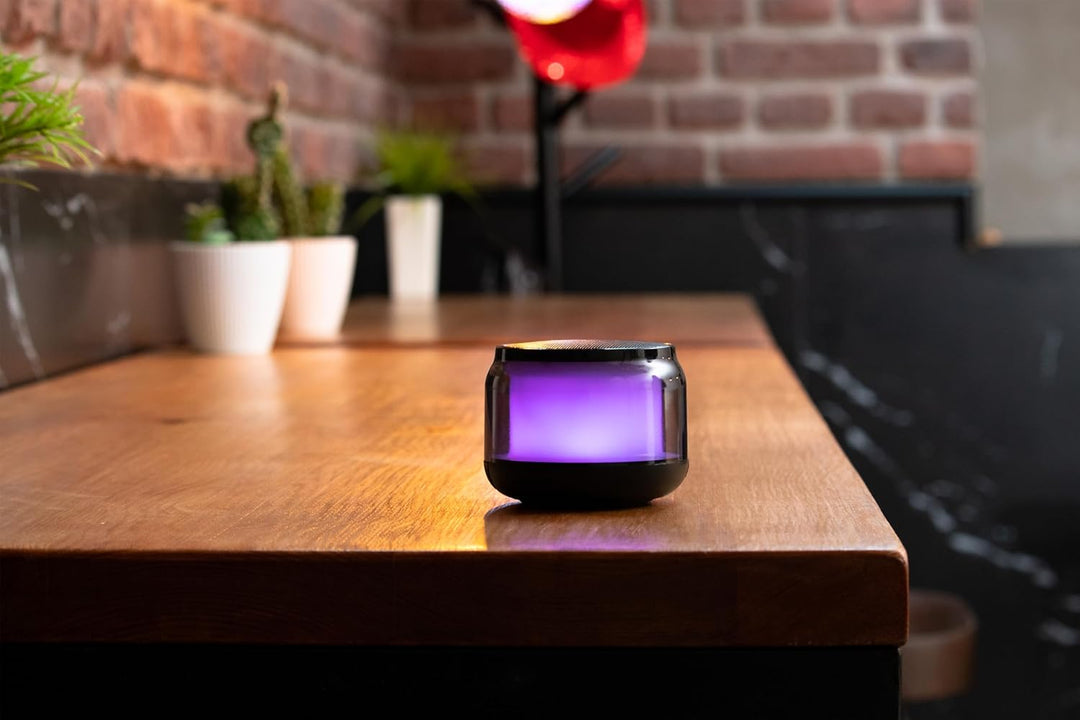 Garza - Pack 2 Tragbarer kabelloser Bluetooth 5.1/Micro SD-Lautsprecher mit 15 mehrfarbigen LED-Lich