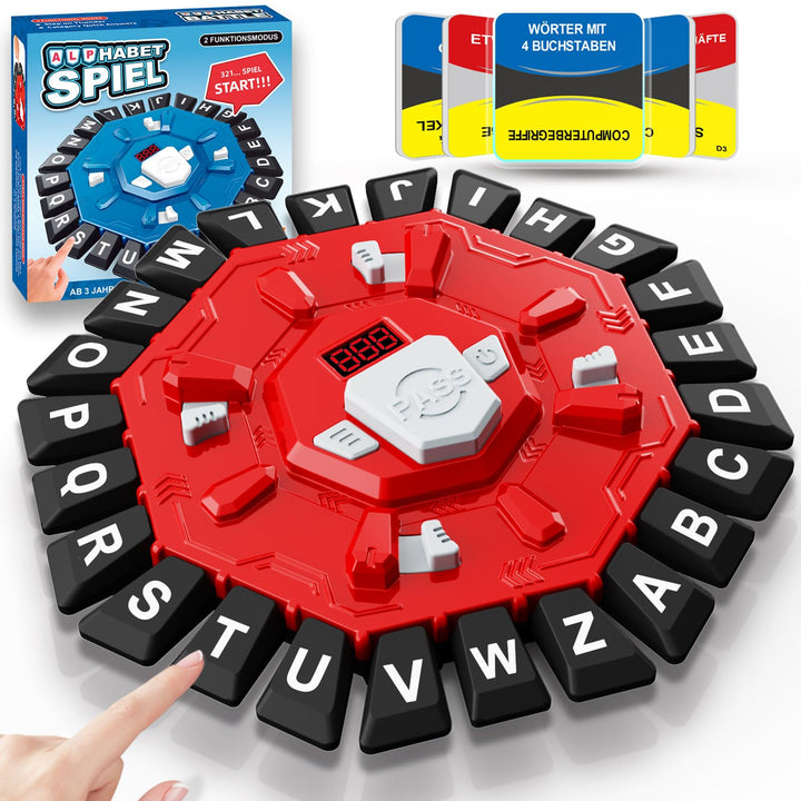 Wortspiel, Brettspiele für Kinder und Erwachsene mit 2 Modi, 24 Tasten Buchstaben Drücken Familiensp
