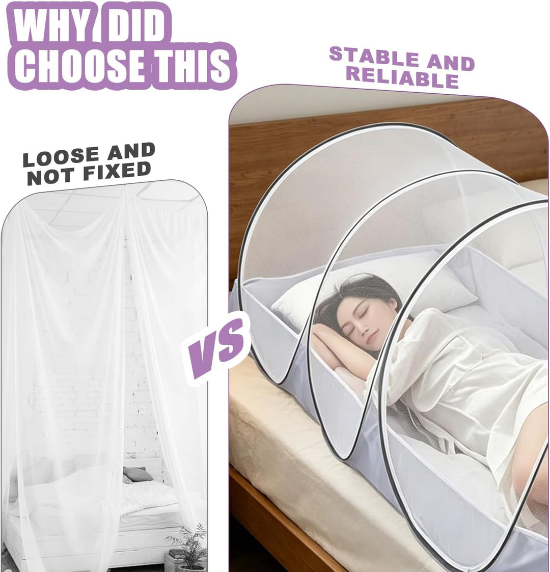 Moskitonetz Pop Up 190x90x90 cm, Moskitonetz Bett Klappbar, Tragbares Faltbares Mückennetz für Outdo
