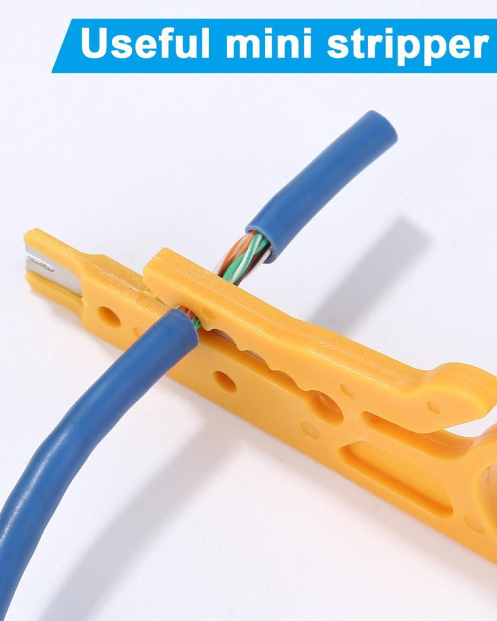 Netzwerk Werkzeug Set Pass Through RJ45 Crimpzange Cat5 6 7 mit Tester | Abisolierzange + 50x Cat6 S