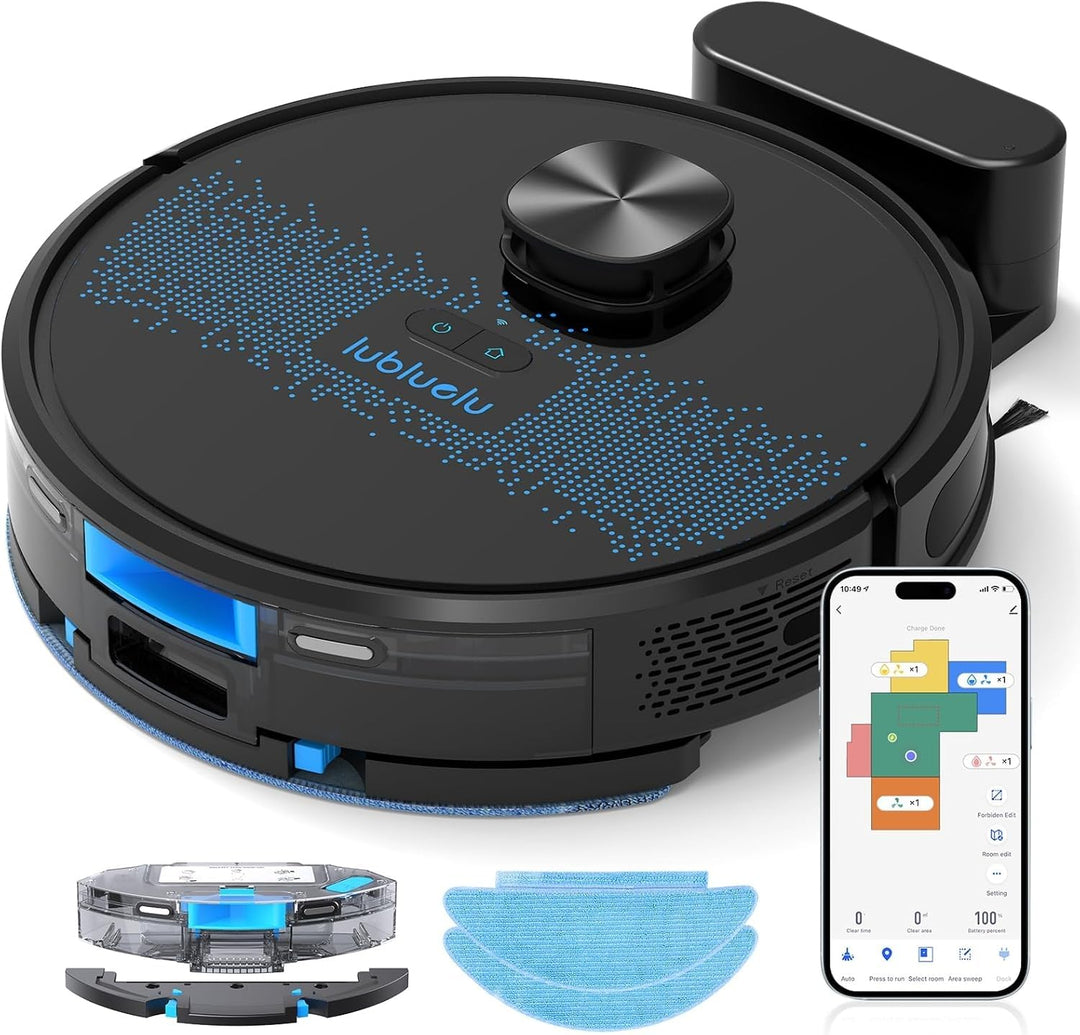 Lubluelu Saugroboter mit Wischfunktion 3-1, 4500Pa Staubsauger Roboter mit Lasernavigation, 54 dB Ro