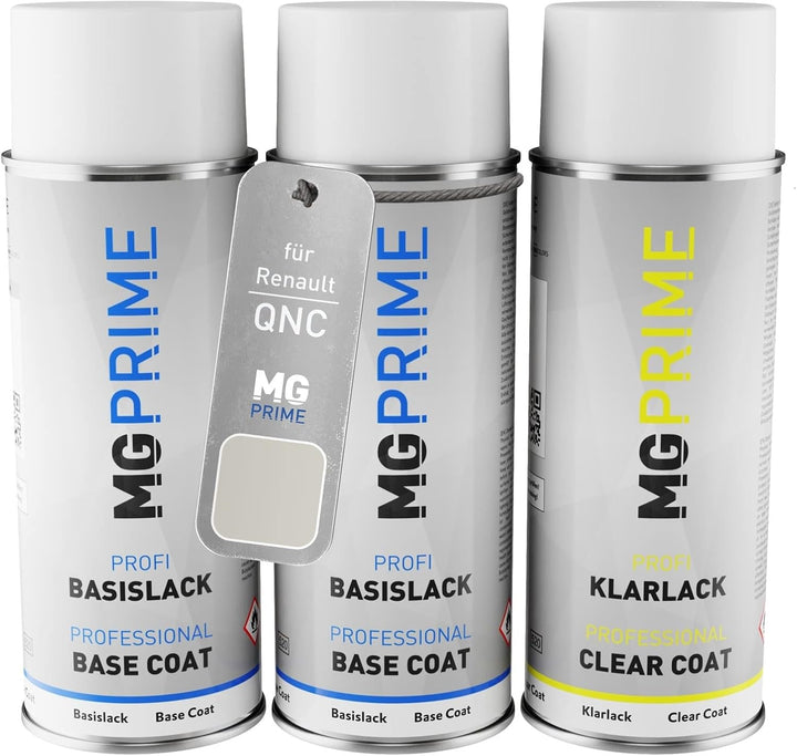 MG PRIME Autolack Sprühdosen Set für Renault QNC Blanc Nacre/Perlmutt-Weiss Perleffekt Grundlack Bas