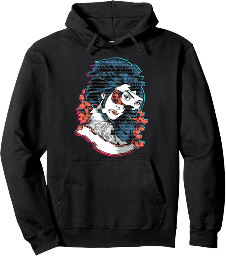 Geisha Soft Grunge Cherry Blossom Vaporwave Aesthetic Glitch Pullover Hoodie