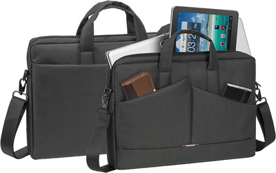 RIVACASE Laptoptasche bis 15,6 Zoll - Schlanke und kompakte Schultertasche mit viel Stauraum, extra