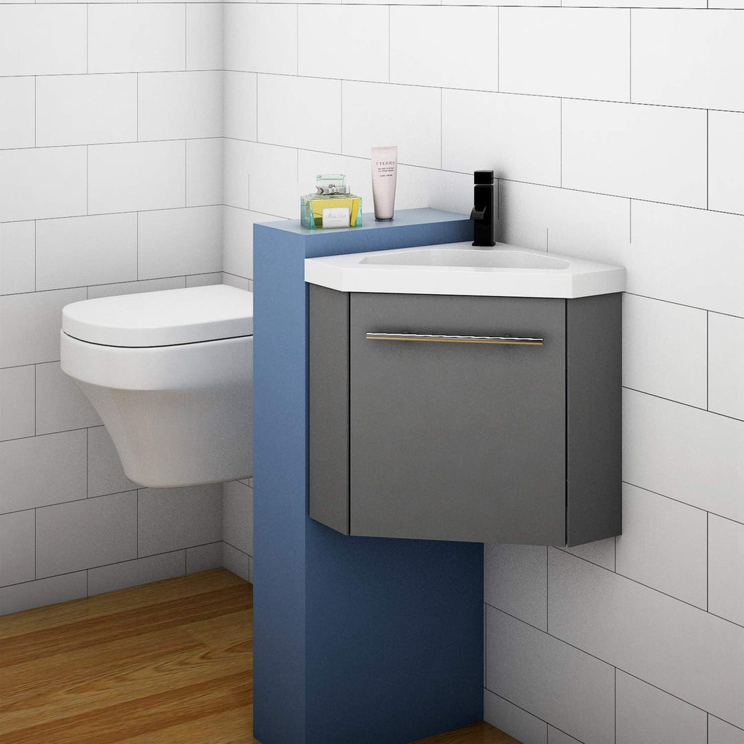 Eckwaschtisch 40 cm Eckschrank Vormontieren Waschbecken mit Unterschrank Waschtisch kleinmöbel Anthr