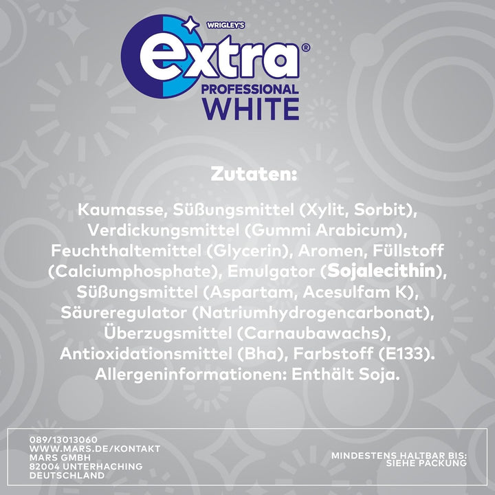 Extra Kaugummi | Professional White | Zuckerfrei | 30 Packungen (30 x 10 Dragees) , 300 Stück (30er
