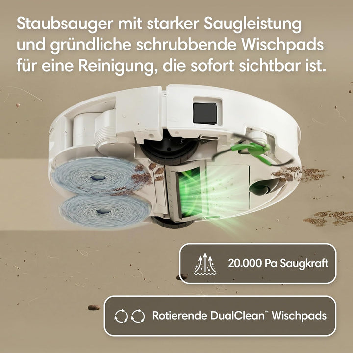 Roomba Plus 415 Saugroboter, AutoWash Basis, selbstreinigende Wischpads, Weiss