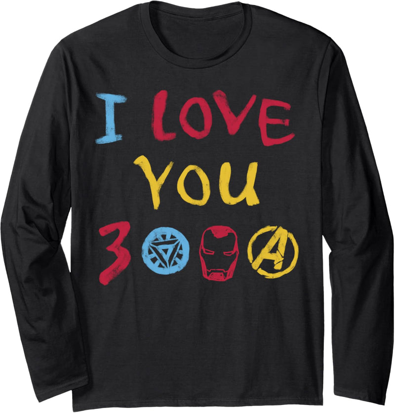 Marvel Avengers Endgame I Love You 300 Colorful Text Logo Langarmshirt