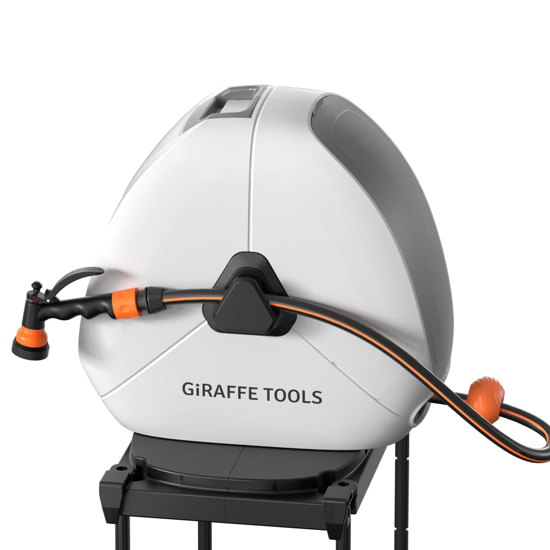Giraffe Tools Ausziehbare Schlauchtrommel mit 30 m, robuste Bodenmontage, Gartenschlauchtrommel, mit