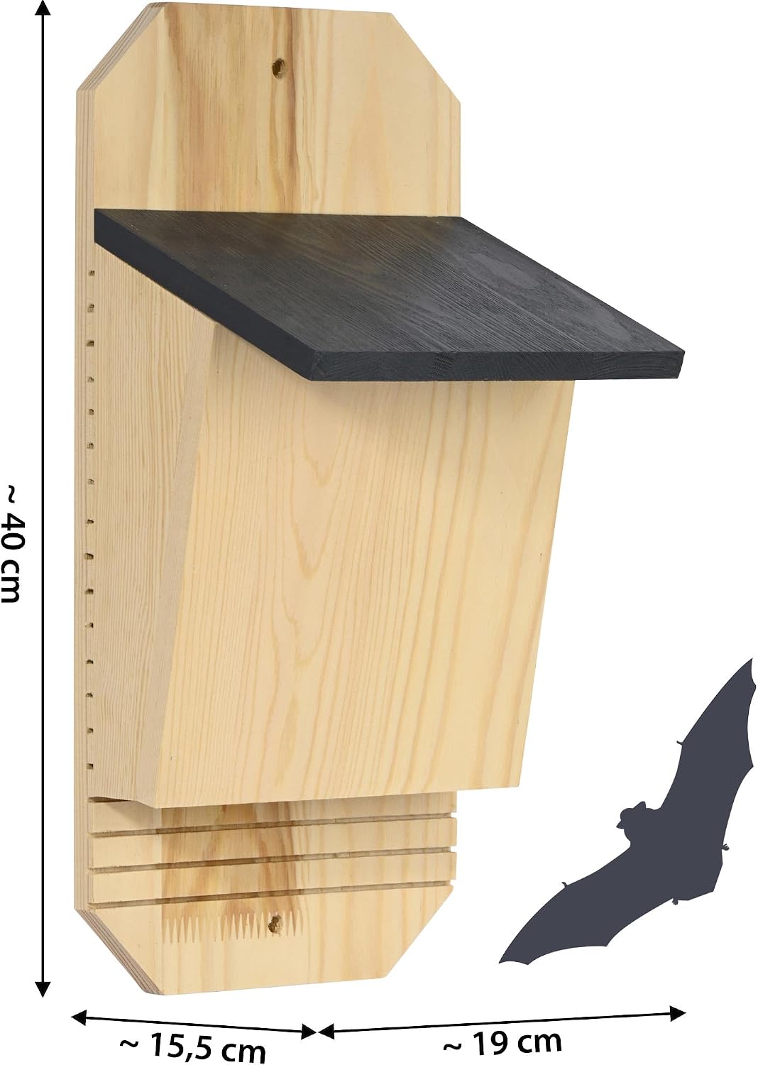 dobar® Green Label Fledermauskasten Microchioptera aus Holz, unbehandelt - Massive Nisthöhle für Fle