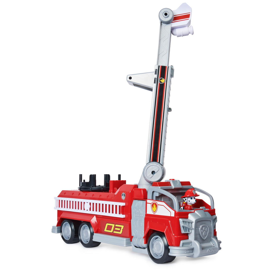 PAW PATROL Marshalls Transformations-Feuerwehrwagen aus dem Kinofilm, Deluxe Verwandlungsfahrzeug, m
