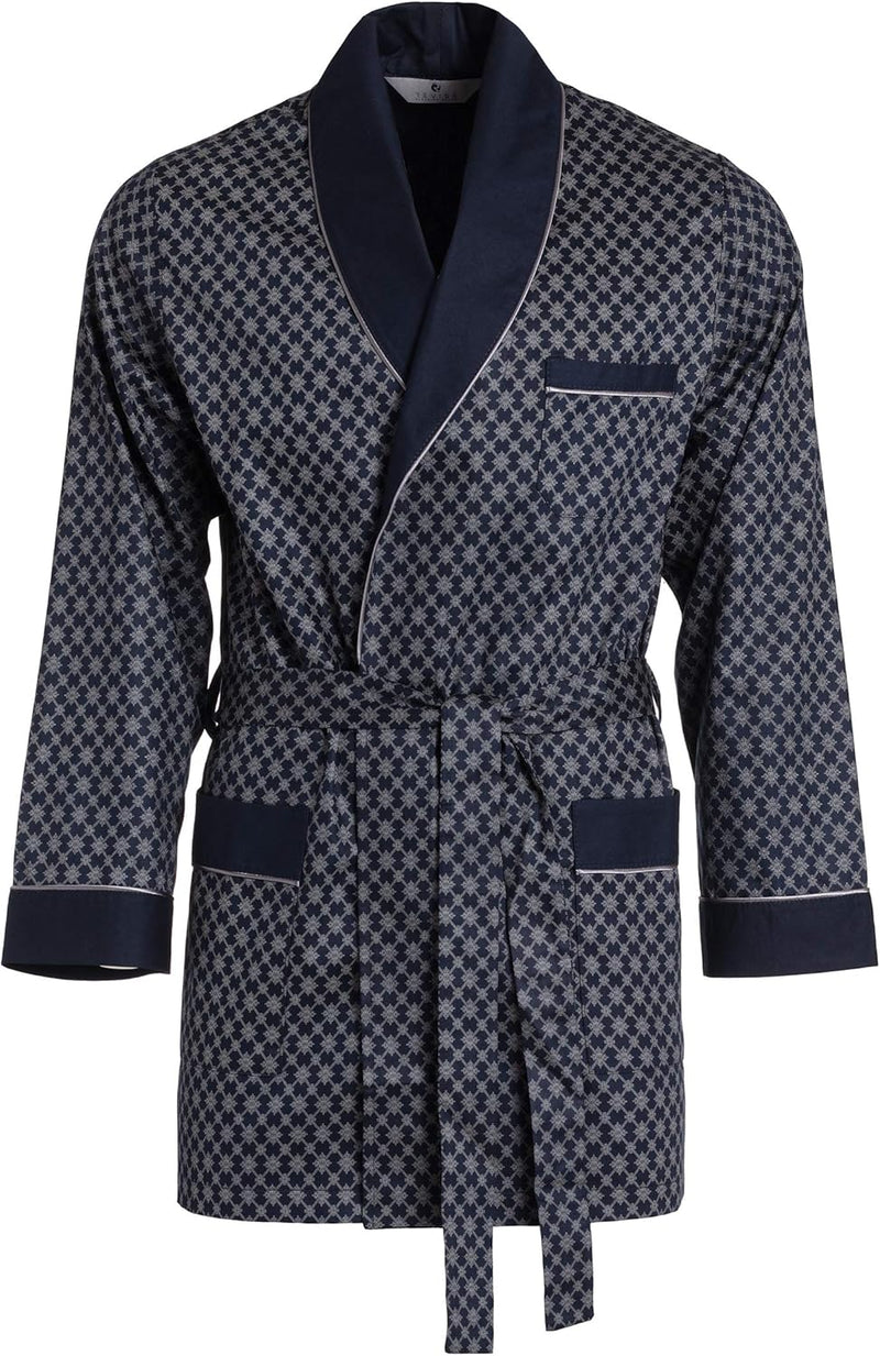 Herren Morgenmantel – kurz – Bademantel Revise RE-509 - Elegant - 100% Baumwolle L Dunkelblau, L Dun