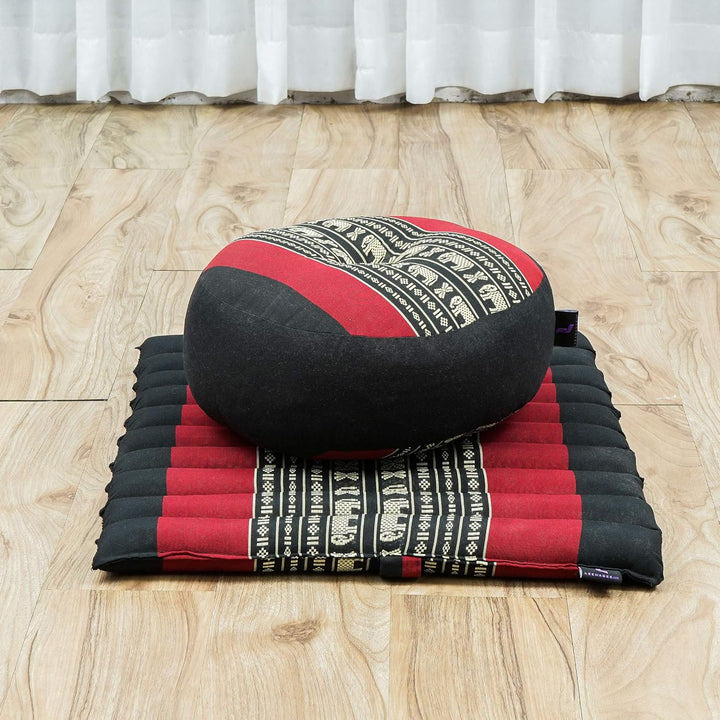 Leewadee Meditationsset Yogaset aus Meditationskissen Zafu und Kleiner rollbarer Sitzmatte Zabuton Ö