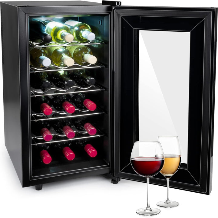 alpina Weinkühlschrank 50L - Weinkühler für 18 Flaschen - Flaschenkühler 230V - Temperatur Regelbar