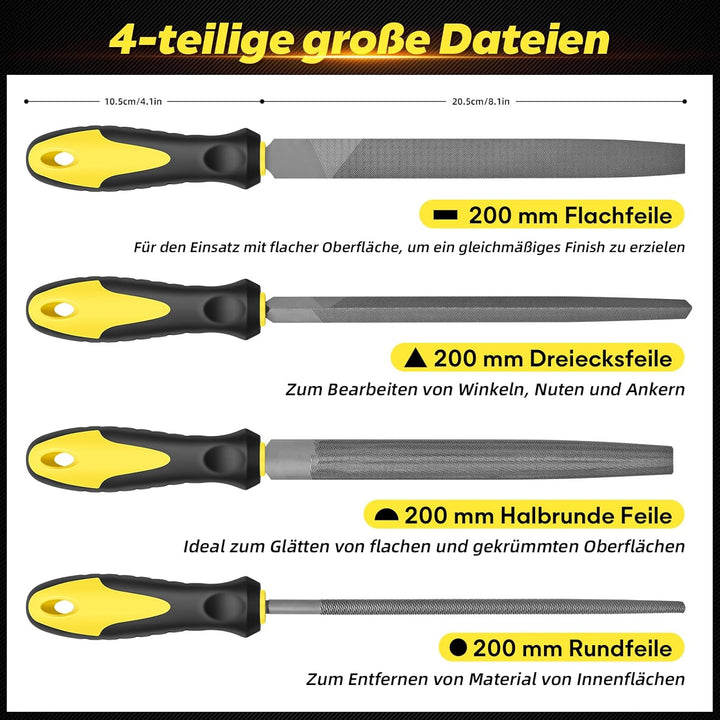 FZENeast Feilen Set, 17tlg Metallfeile mit Aufbewahrungstasche,Flachfeile/Dreikantfeile/Halbrundfeil
