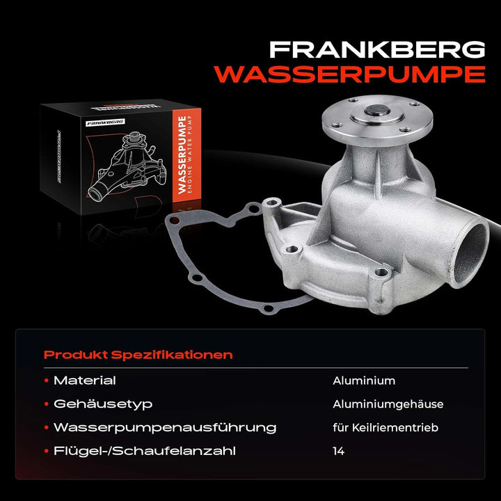 Frankberg Wasserpumpe Kompatibel mit 2500-3.3 E3 2.5L-3.0L 1968-1977 5er E12 2.5L 2.8L 1973-1981 6er