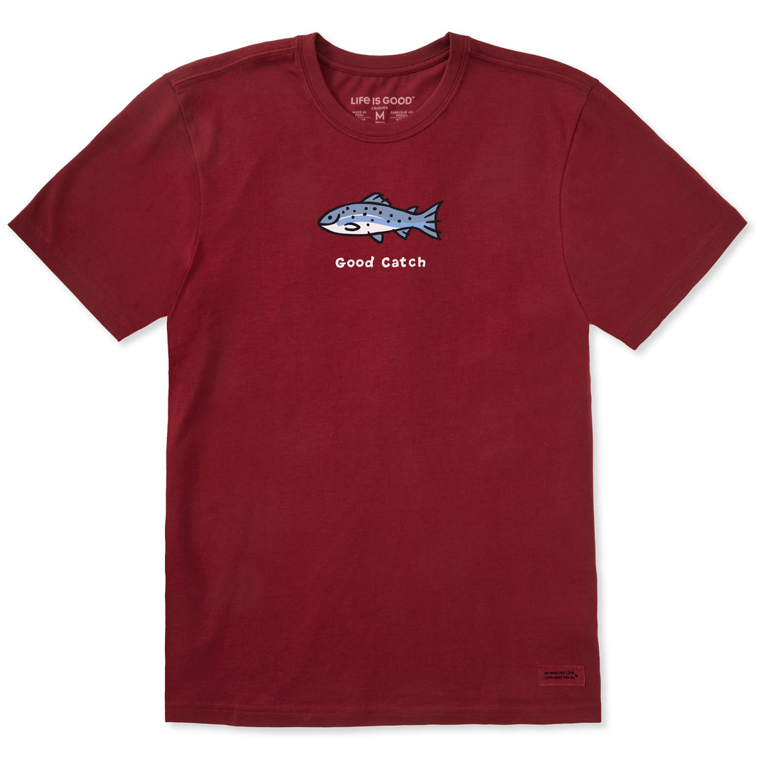 Life Is Good Herren Good Catch Fish Cotton Tee, Short Sleeve Crewneck Graphic T-Shirt T-Shirt S Adir