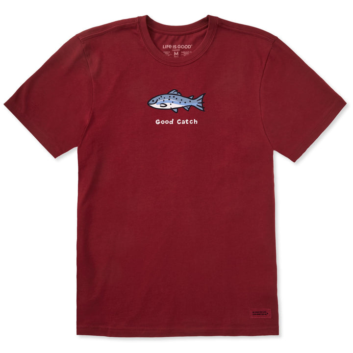 Life Is Good Herren Good Catch Fish Cotton Tee, Short Sleeve Crewneck Graphic T-Shirt T-Shirt S Adir