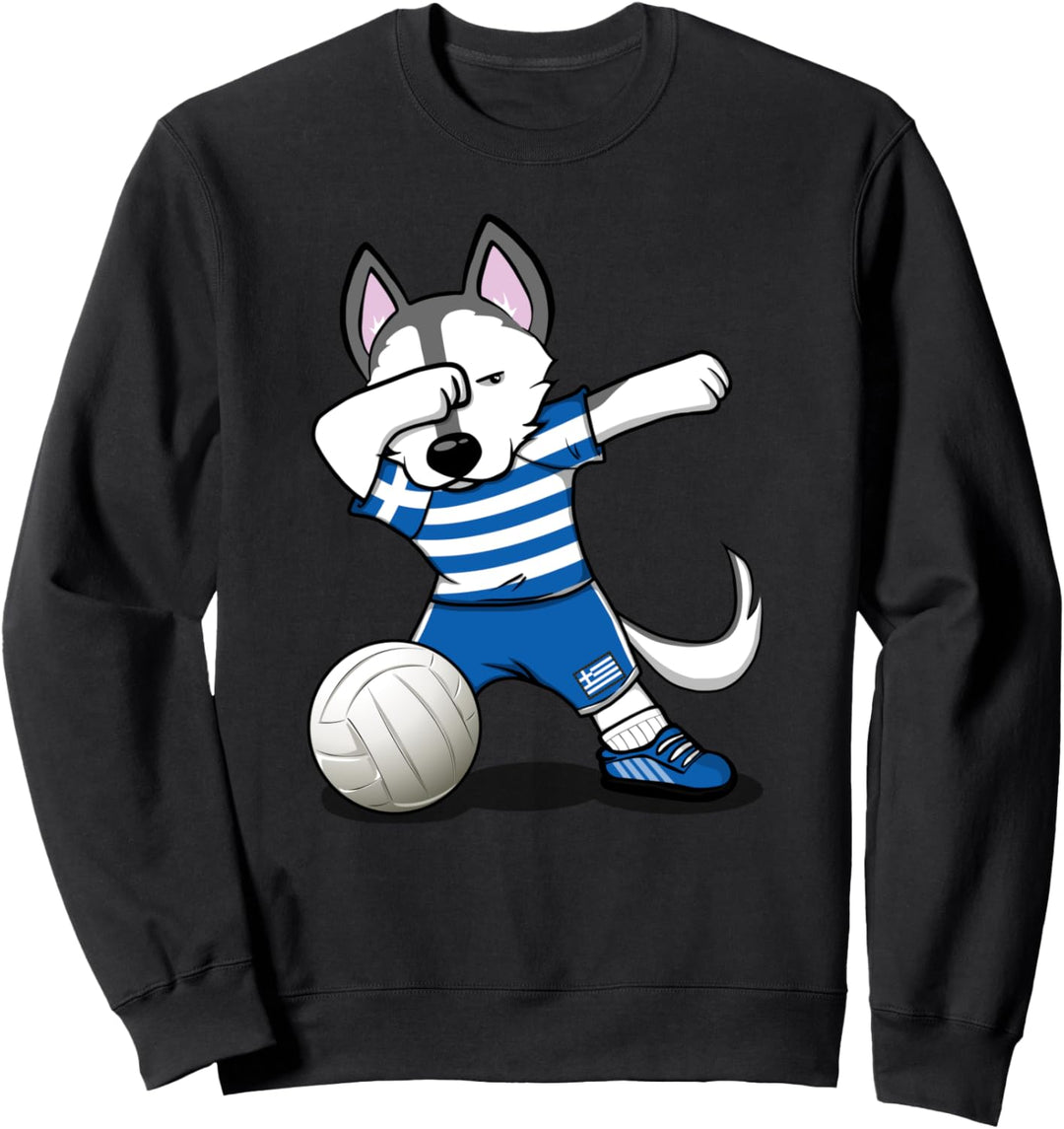 Dabbing Husky Griechenland Volleyball Griechische Flagge Sweatshirt