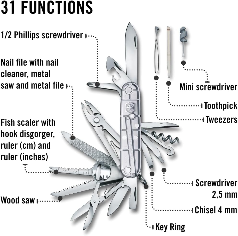 Victorinox, Schweizer Taschenmesser, Swiss Champ, Multitool, 33 Funktionen, Klinge, gross, Korkenzie