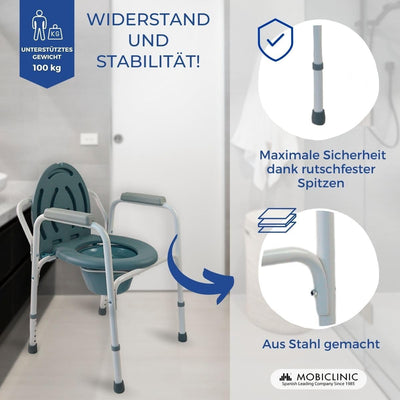 Mobiclinic, Toilettenstuhl, Arroyo, Europäische Marke, Toilettensitz für Ältere und Behinderte, Ruts