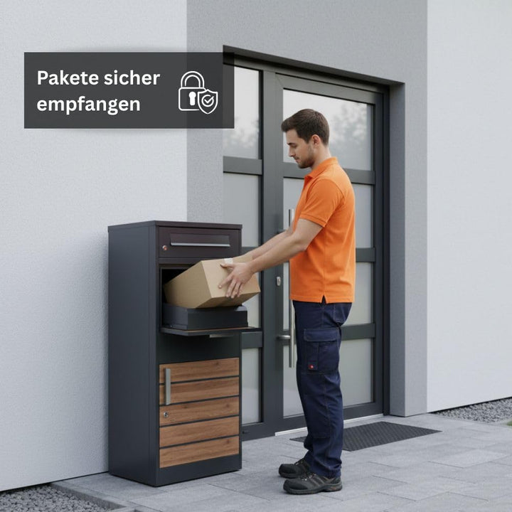 RS Trade Paketbriefkasten XXL mit Paketfach – Freistehende Paketbox für draussen, Abschliessbarer Br