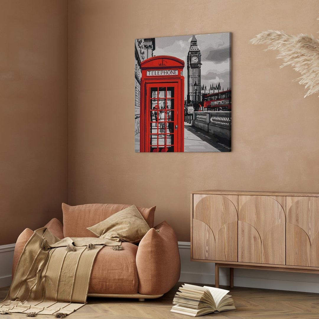 murando - Malen nach Zahlen London Telefonzelle 40x60 cm Malset mit Holzrahmen auf Leinwand für Erwa
