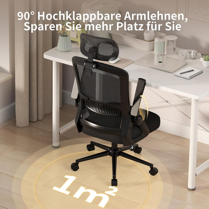 naspaluro Ergonomischer Bürostuhl, Schreibtischstuhl für Homeoffice | Mit Lordosenstütze &amp; verstellb