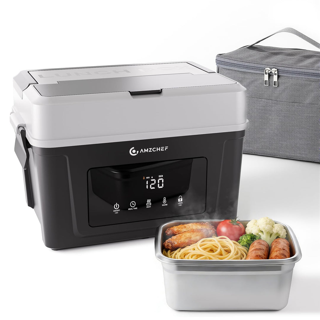 AMZCHEF Elektrische Lunchbox mit 18000 mAh Akku - Tragbare 1.5L Beheizbare Lunchbox mit 5-seitiger E