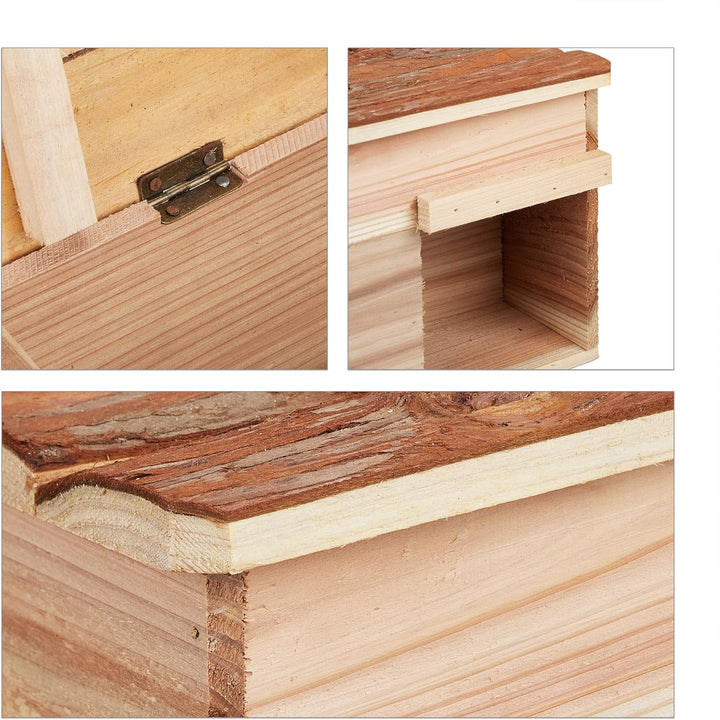 Relaxdays Igelhaus, Holz, Igelhotel mit Boden, katzensicher, Winterquartier für Igel Garten, HBT: 21