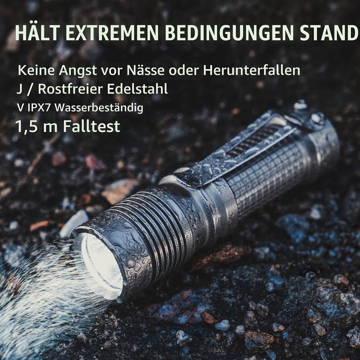 KeyUnity KF01 LED-Taschenlampe in Handgrösse mit Taschenclip, kompakte EDC Taschenlampe mit wiederau