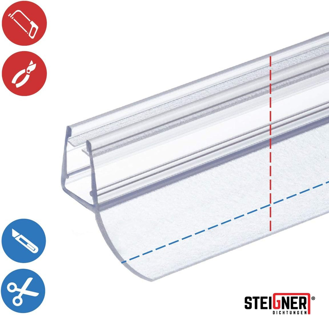 STEIGNER Duschdichtung, 120cm, Glasstärke 6/7/ 8 mm, Vorgebogene PVC Ersatzdichtung für Runddusche,