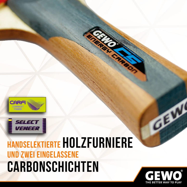 GEWO CS Energy Carbon - Tischtennis-Schläger - Profi-Tischtennisschläger, ITTF genehmigt - Carbon-Sc