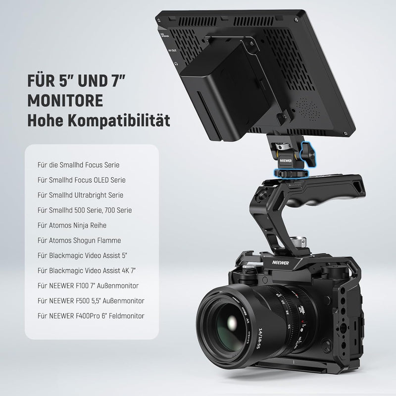 NEEWER Feldmonitorhalterung mit Cold Shoe,1/4" Schraube für 5" & 7" Kamera Monitor Mount, 360° drehb