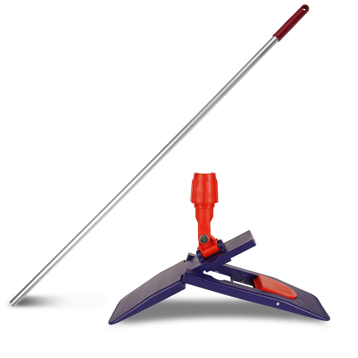 G.I.V. Bodenwischer Moppstange Aluminium 140cm mit Rändelhandgriff + 40cm Klapphalter mit Trittmecha