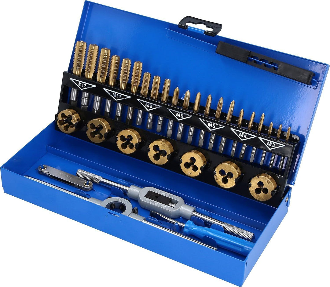 BRILLIANT TOOLS BT101950 TiN Gewindeschneidwerkzeug-Satz, 32-TLG. [Powered by KS Tools]