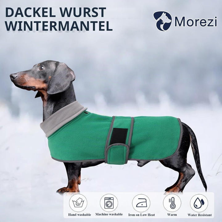 MOREZI Winterhundejacke mit wattiertem Flusenfutter, verstellbarem Klettknopf und hochklappbarem Ste