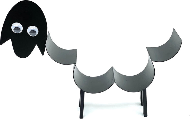 DanDiBo Toilettenpapierhalter Schwarz Metall Schaf mit Wackelaugen WC Rollenhalter Freistehend WC Pa