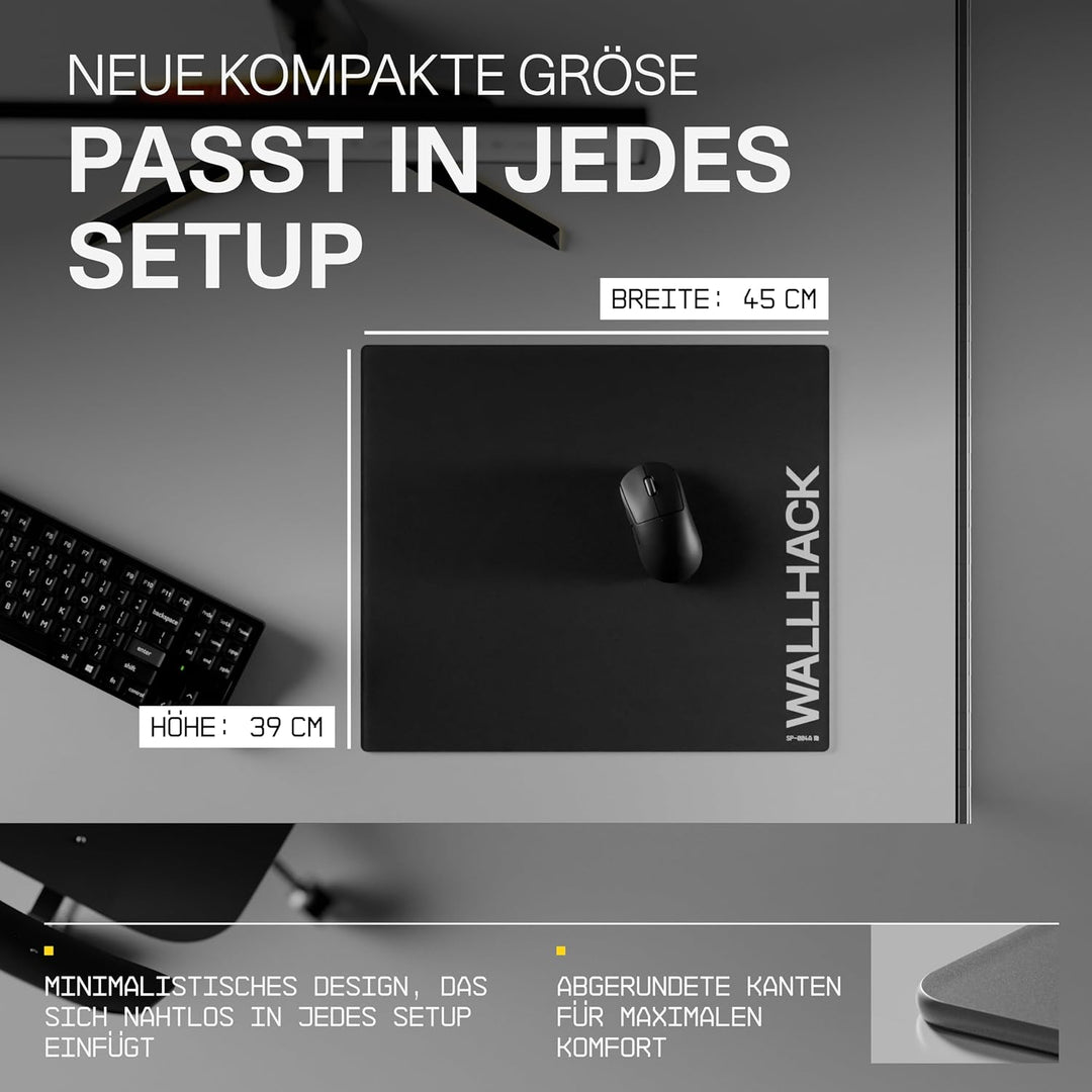 Wallhack SP-004A Glas Gaming Mauspad – 4. Gen mikrogeätzte Oberfläche, grosses Mauspad für Esports,