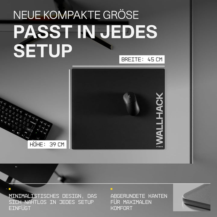 Wallhack SP-004A Glas Gaming Mauspad – 4. Gen mikrogeätzte Oberfläche, grosses Mauspad für Esports,